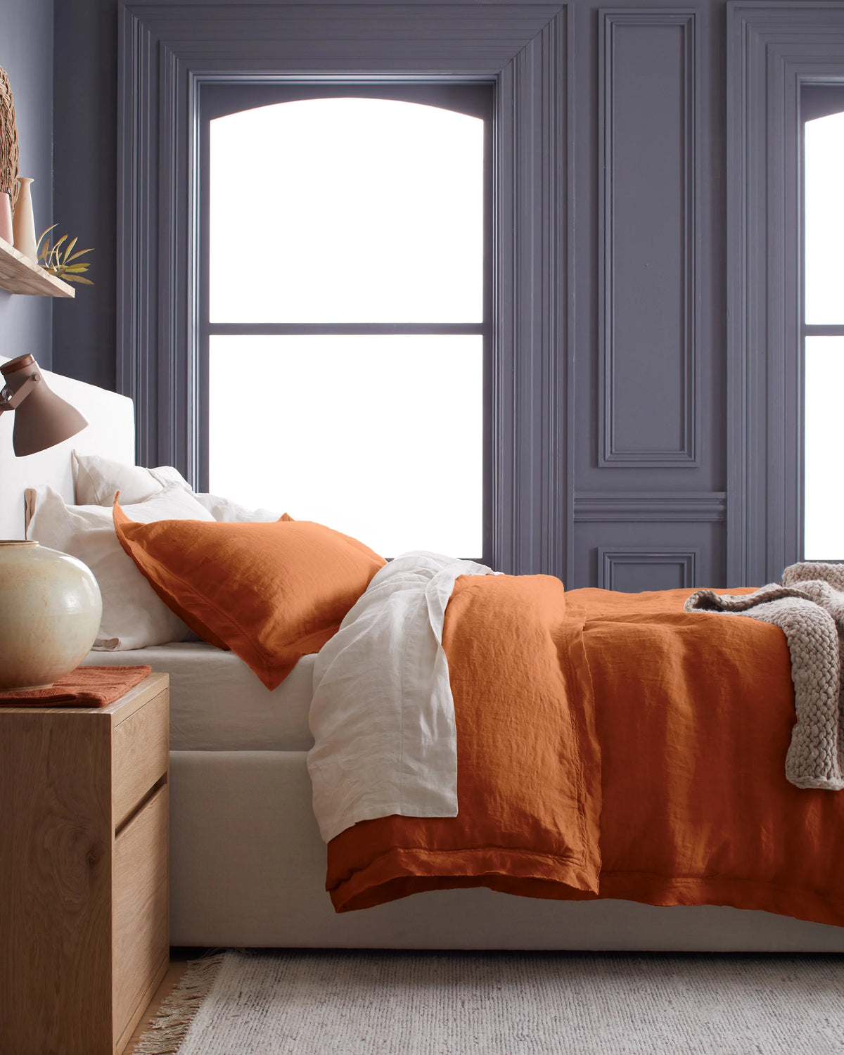 European Linen Double Flange Deluxe Bedding Bundle - Twin / White