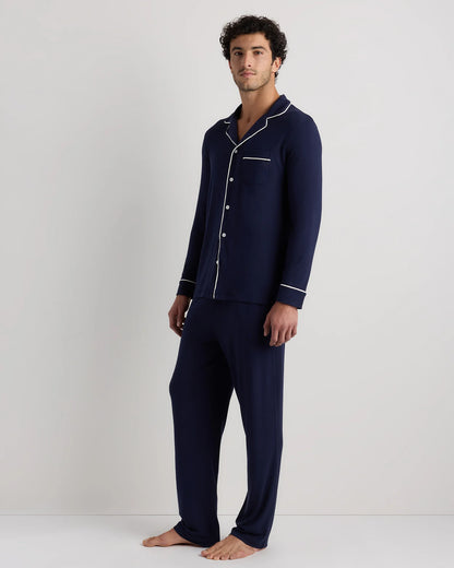 Bamboo Jersey Long Sleeve Pajama Set - S / Deep Navy
