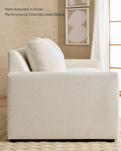 Brennan L Sectional in Performance Chenille Linen Blend - 99x99 / Snow