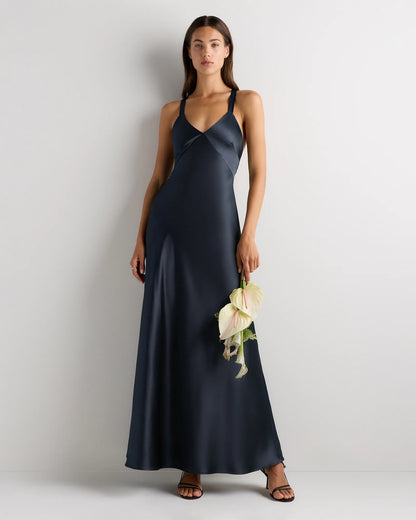 Bianca Stretch Satin Dress - 0 / Garden Sage Green