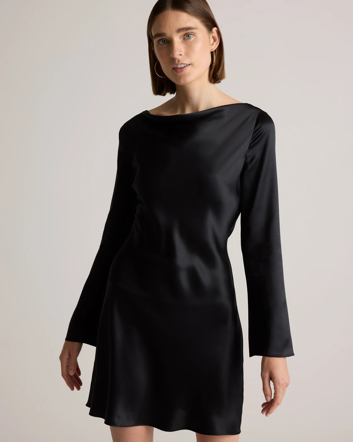 100% Washable Silk Long Sleeve Mini Dress - XS / Wine Tasting Red