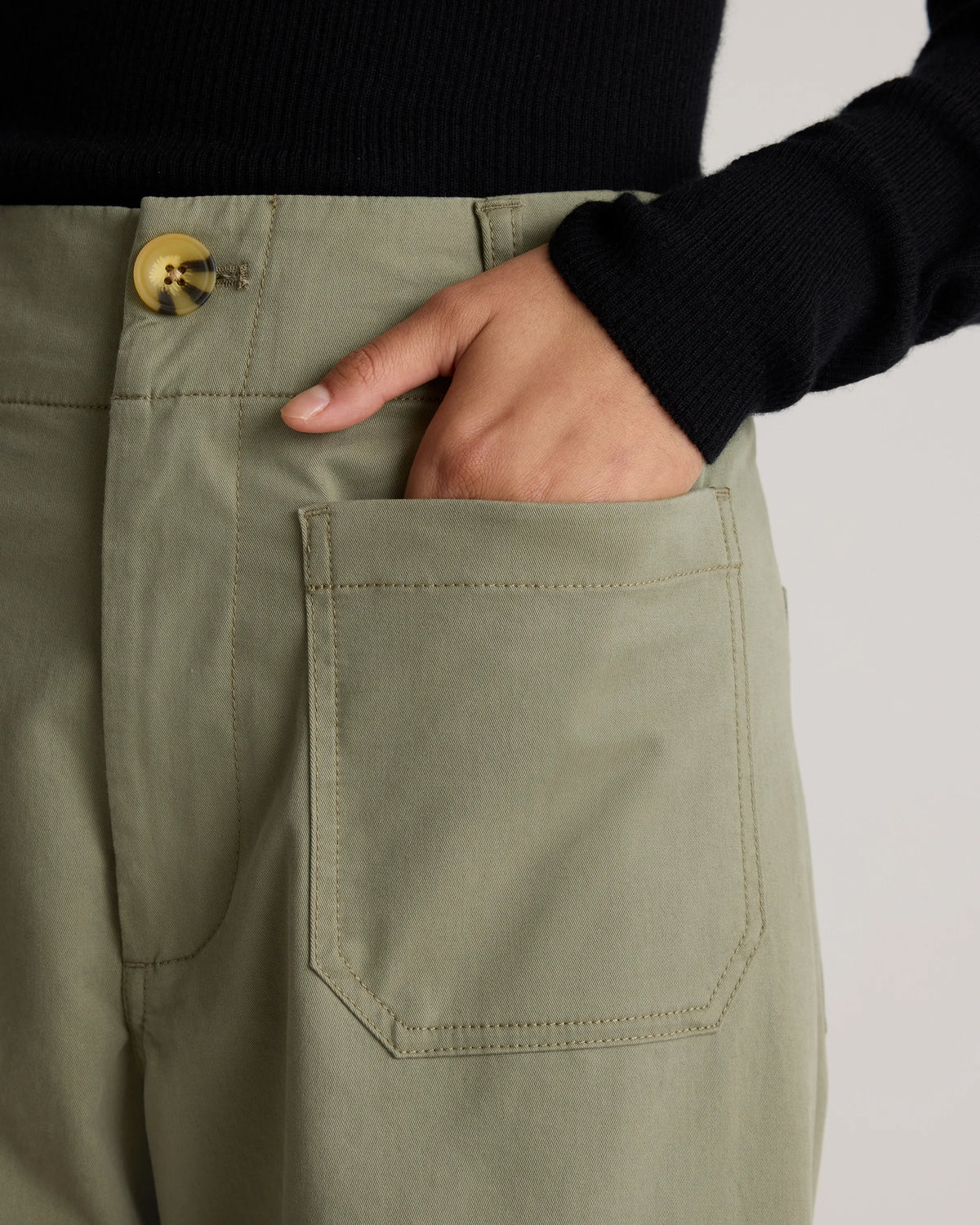 Organic Stretch Cotton Chino Cropped Wide Leg Pants - 0 / Aegean Blue