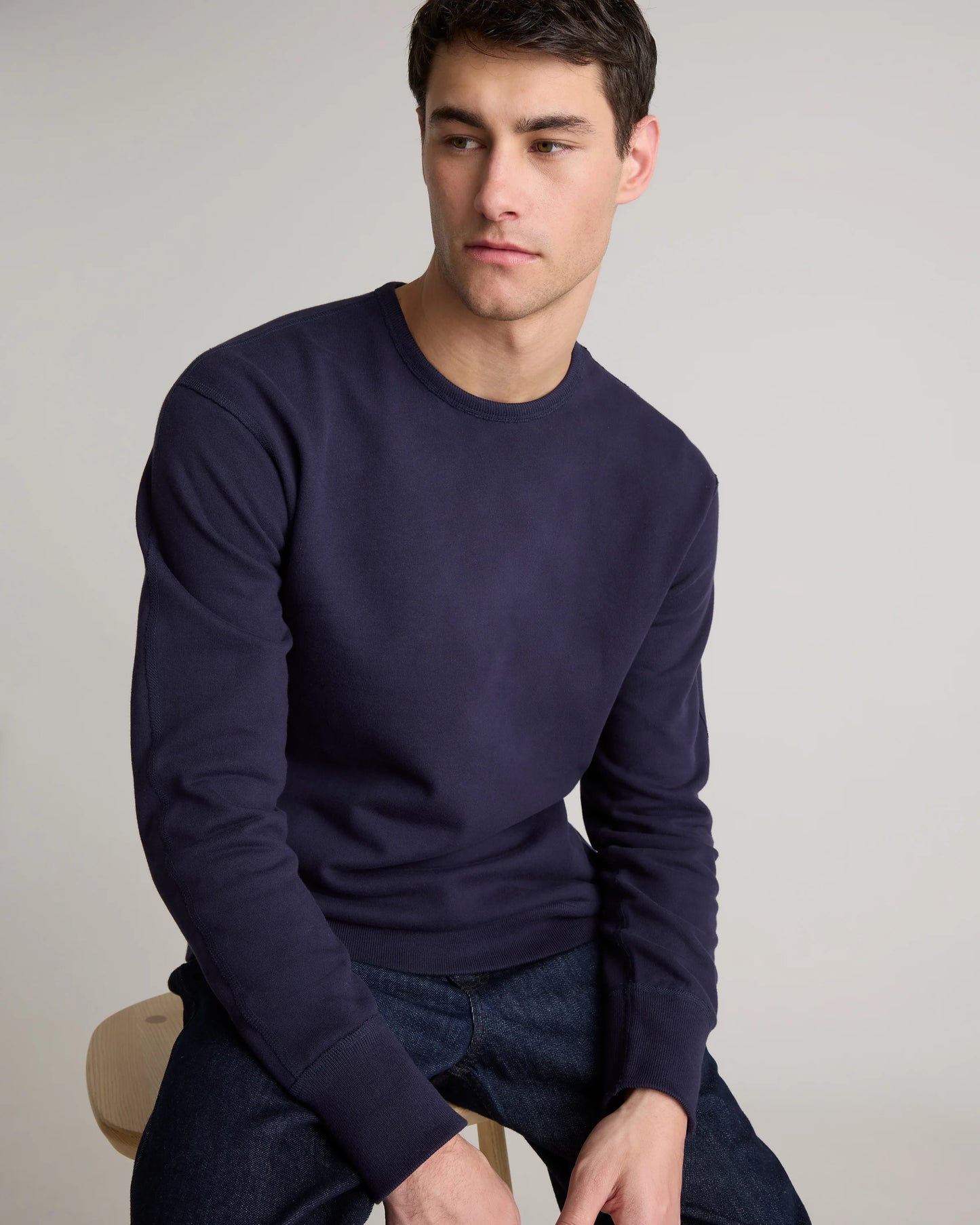Organic Midweight French Terry Crewneck - S / Deep Navy