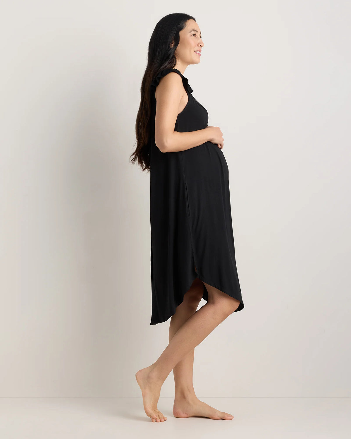 Bamboo Jersey Flutter Sleeve Labor and Delivery Gown - XS / Nocturnal Green