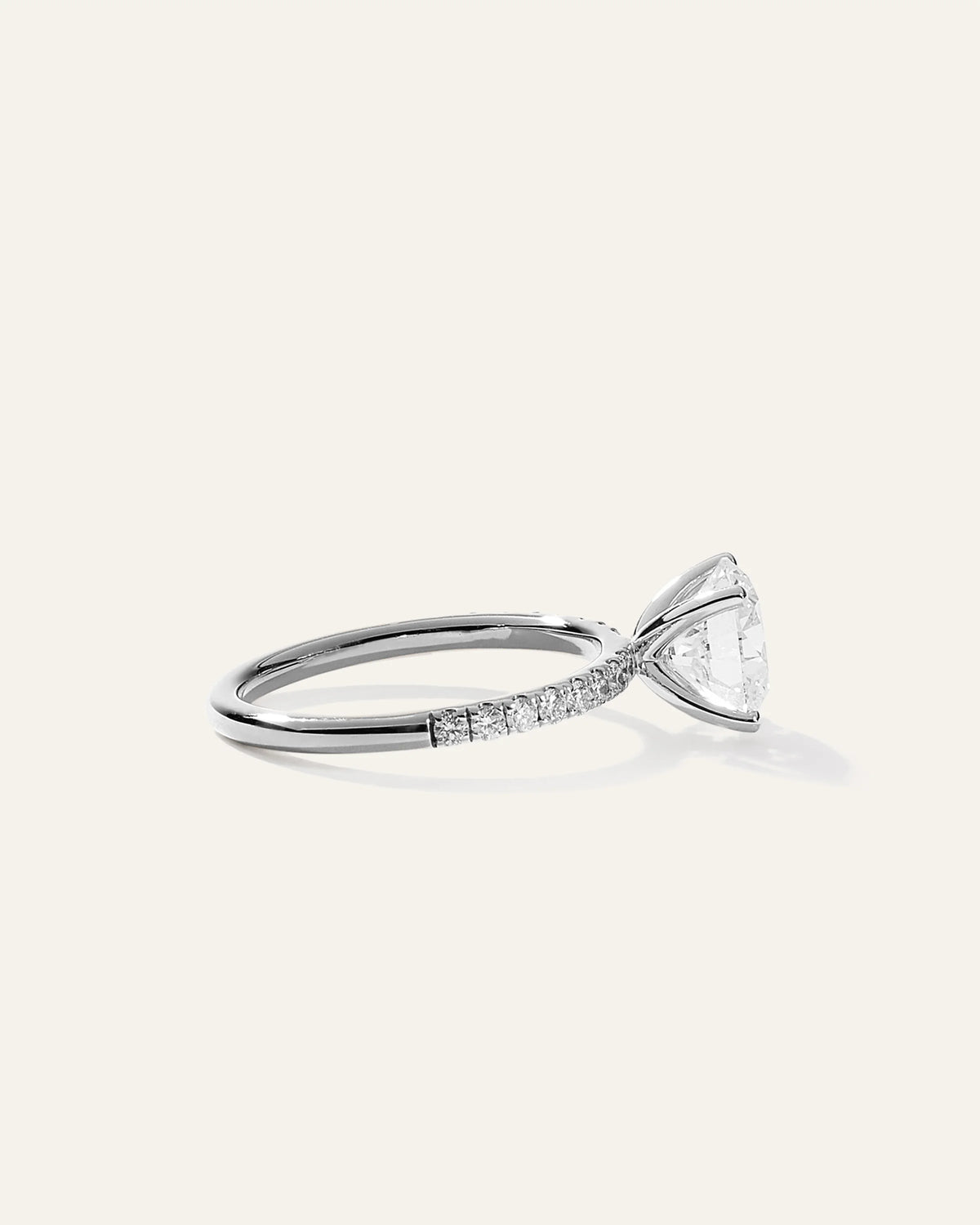Lab Grown Diamond Round Petite Pave Engagement Ring - 2ct - 4 / Yellow Gold