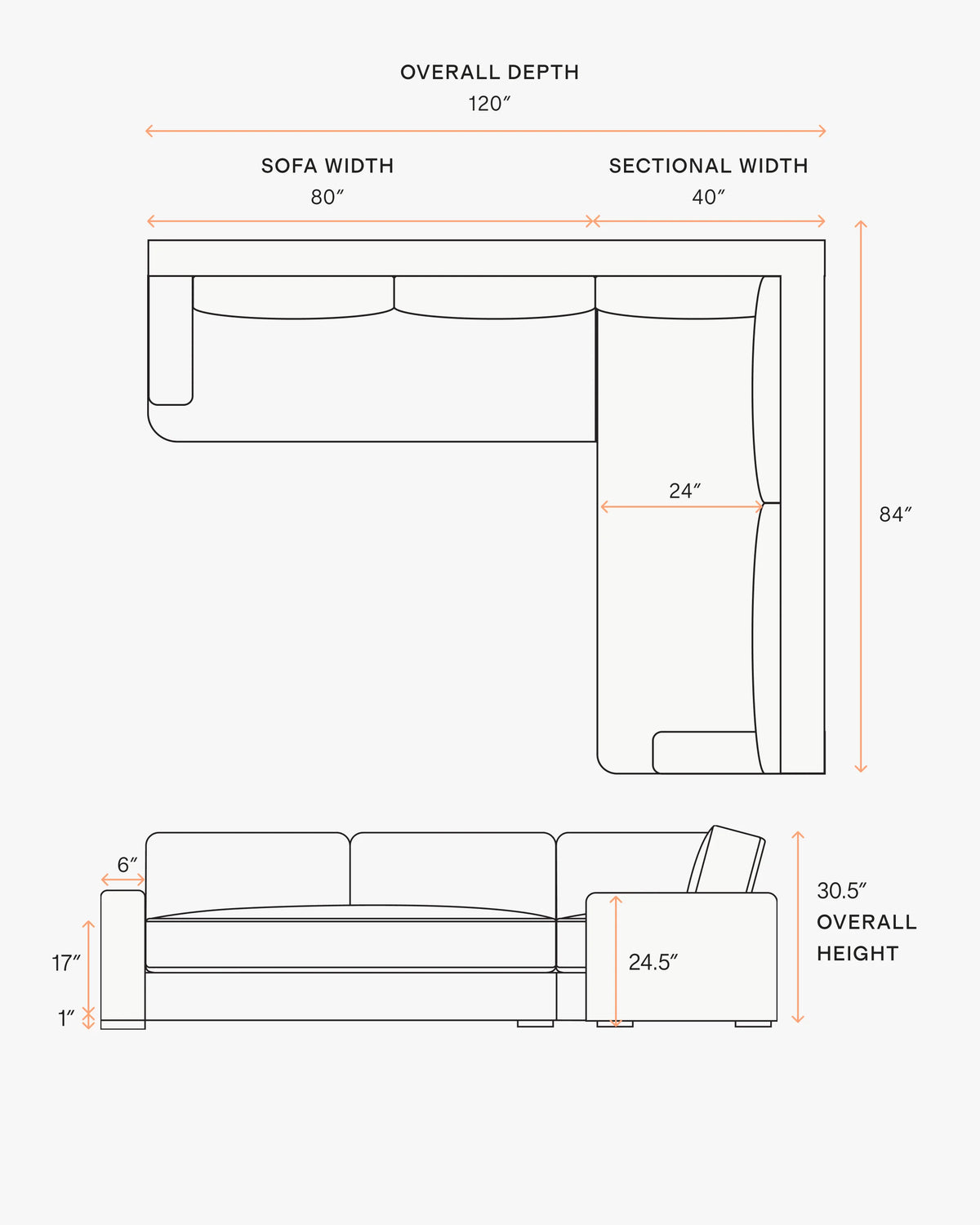 Sierra Curved Arm L Sectional in Performance Basketweave - Right Arm / Fog