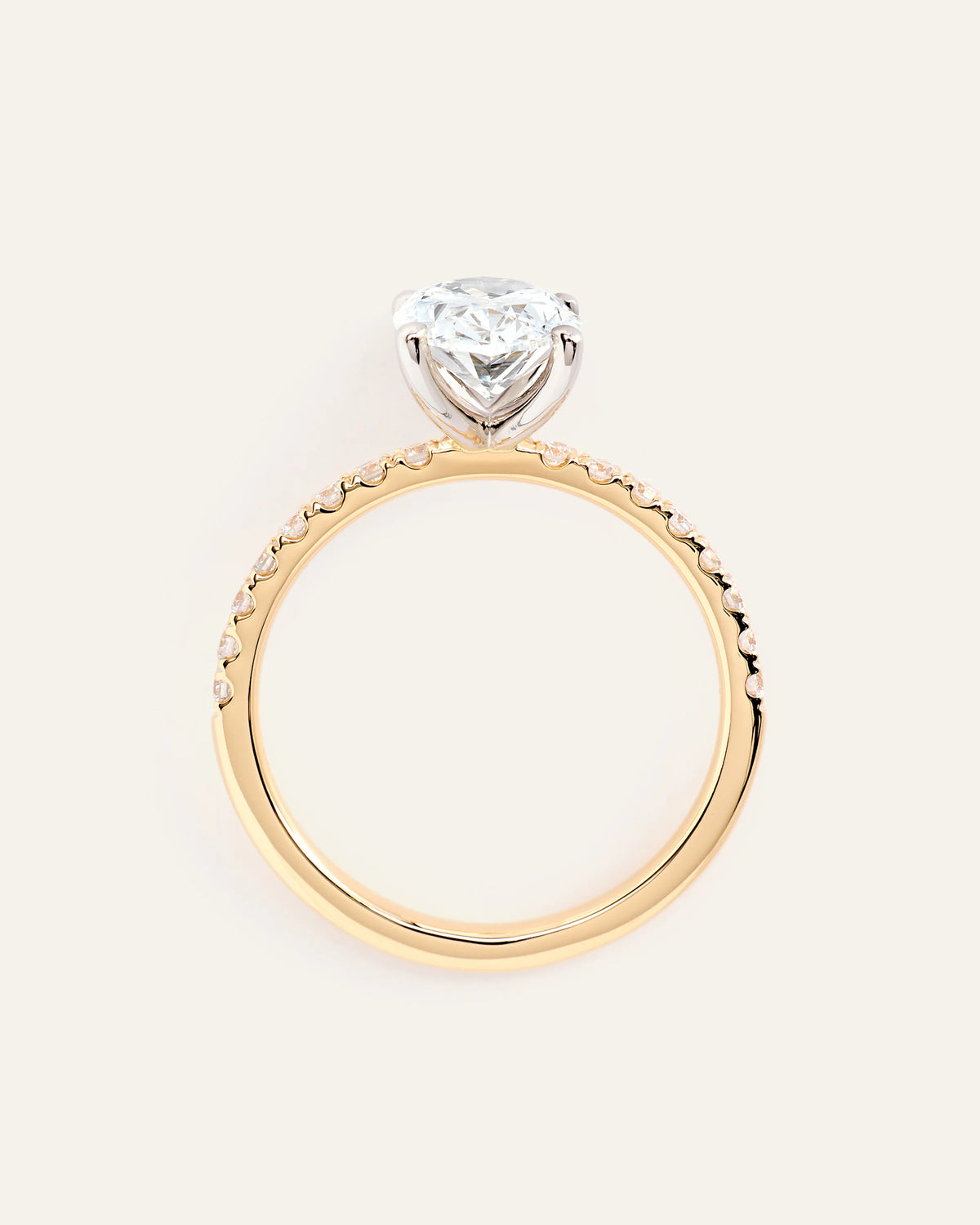 Lab Grown Diamond Oval Petite Pave Engagement Ring - 2ct - 4 / Yellow Gold