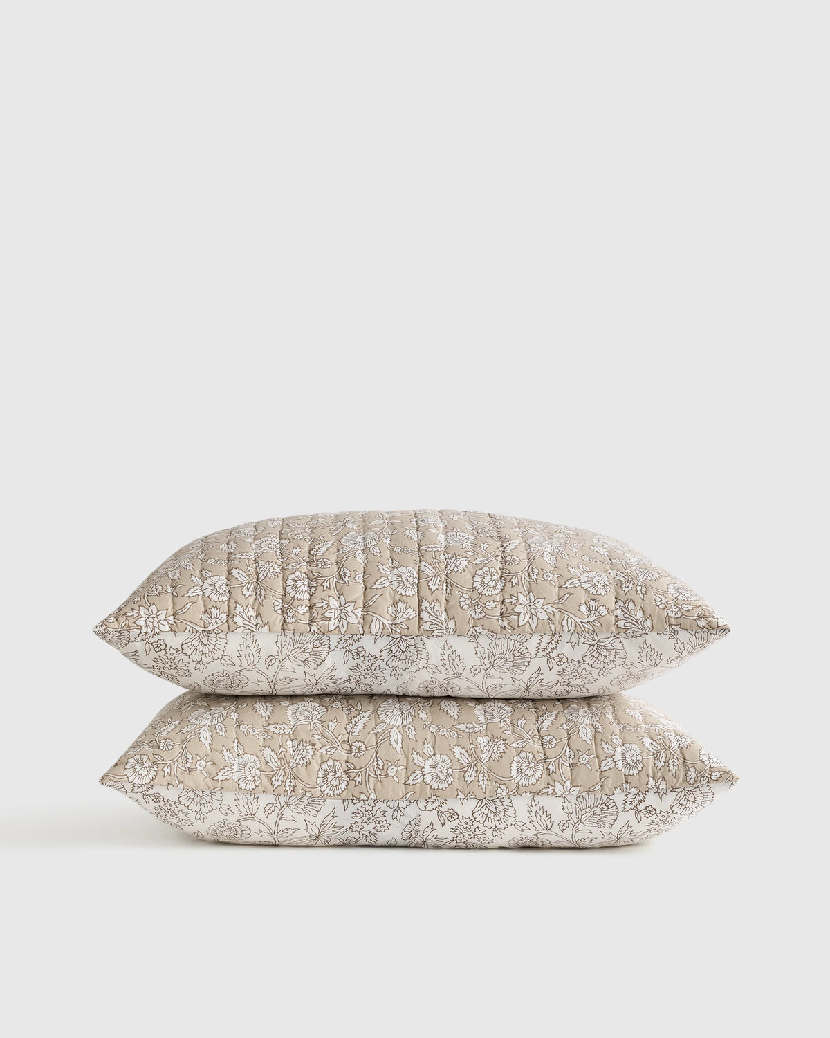 Organic Cotton Block Print Quilted Sham Set - Standard / Green