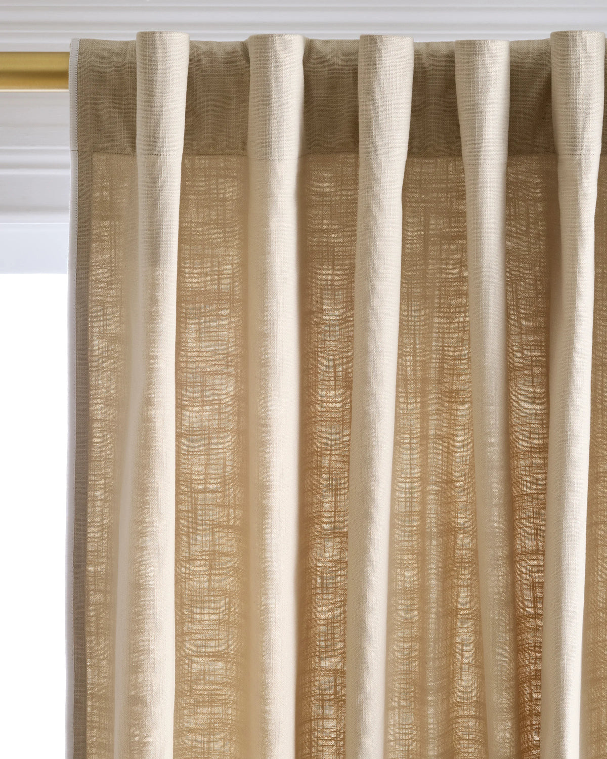 Piped Edge Cotton Curtain - Single Panel - 48x84 / Ivory/Black Piping