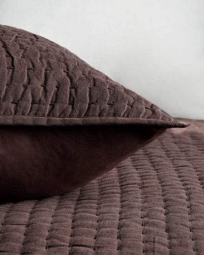 European Linen Cotton Stitch Sham Set - Standard / Stone
