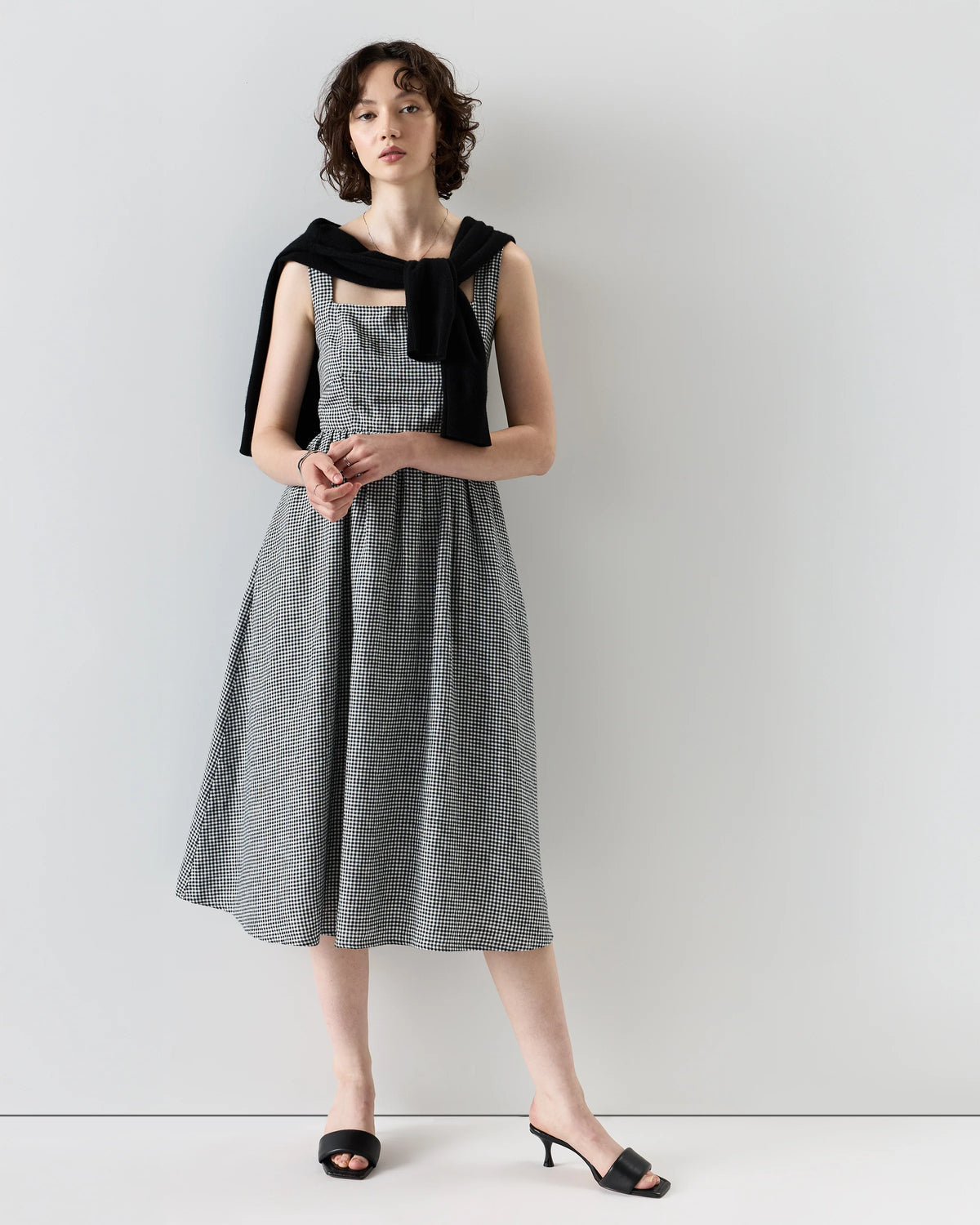 100% European Linen Fit & Flare Midi Dress - XS / Brick Red Heirloom Floral