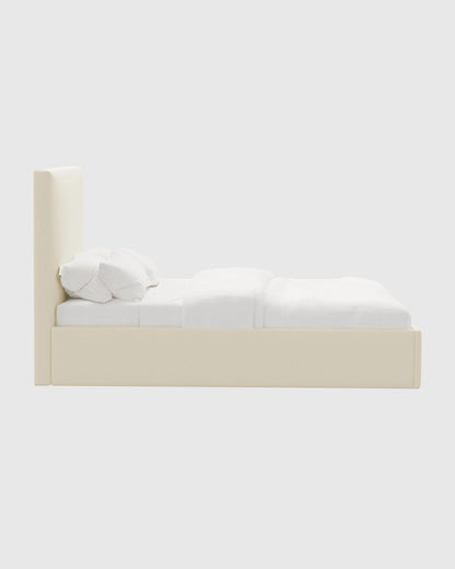 Square Bed in Performance Linen - Full / Ivory