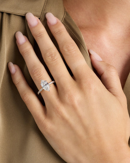 Lab Grown Diamond Marquise Petite Pave Engagement Ring - 2.5ct - 4 / Yellow Gold