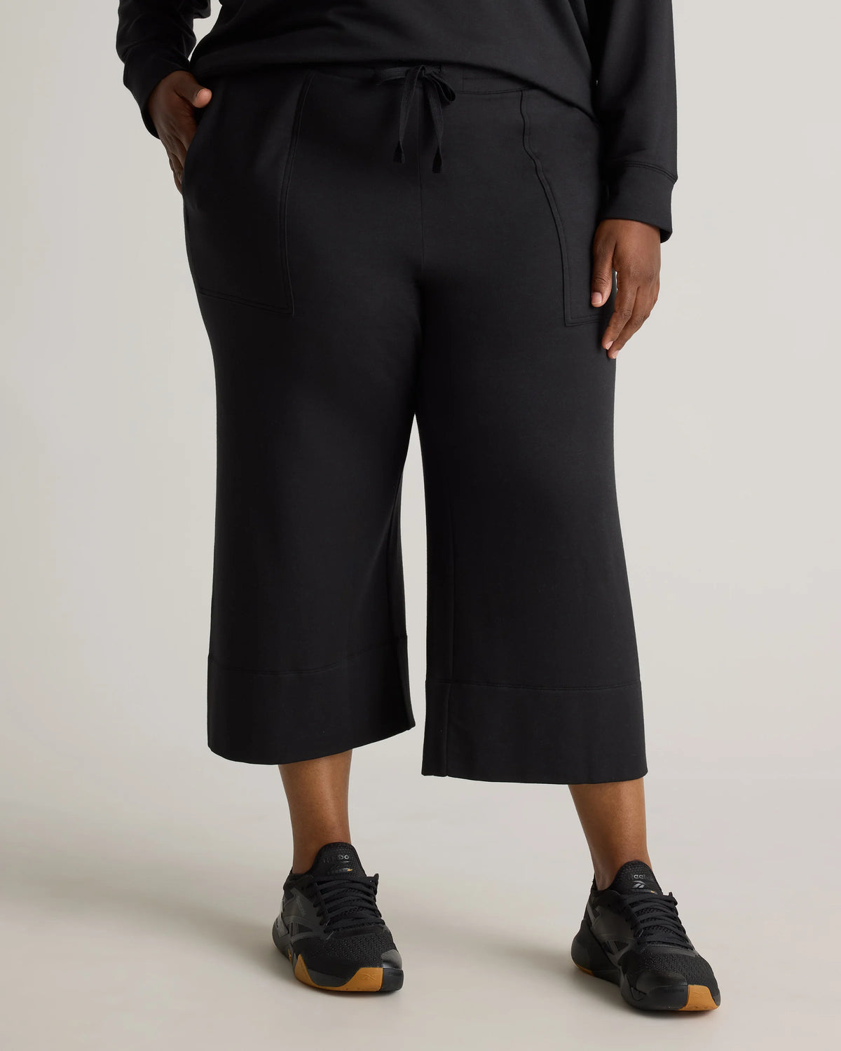 SuperSoft Fleece Cropped Wide Leg Pants - 1X / Heather Grey