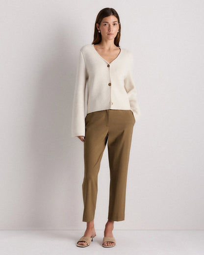 Mongolian Cashmere Structured V-Neck Cardigan - XS / Black