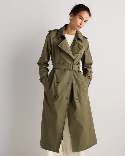 Comfort Stretch Long Trench Coat - XS / Dark Khaki