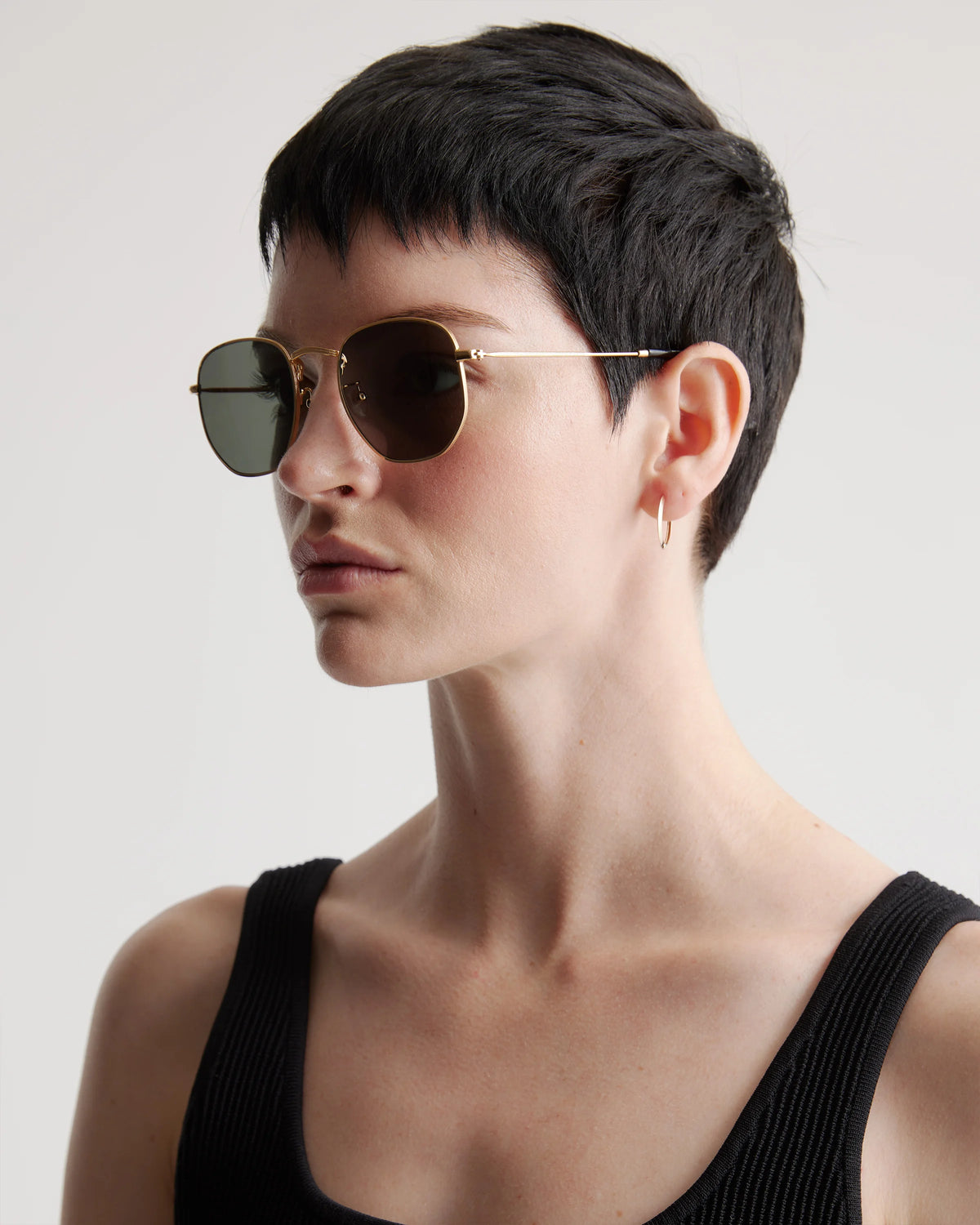 Leighton Polarized Stainless Steel Sunglasses - One Size / Gold with Green lens