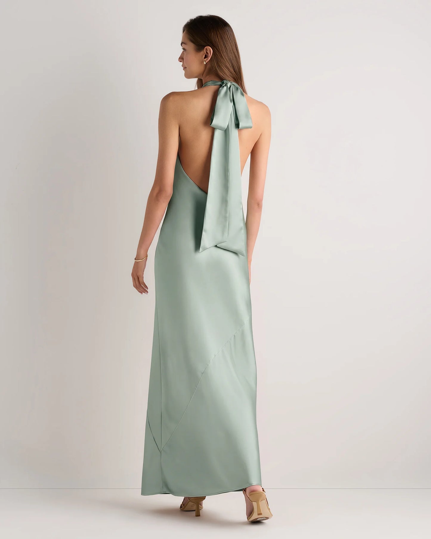 Catalina Stretch Satin Dress - 0 / Garden Sage Green