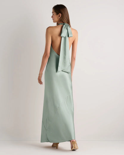 Catalina Stretch Satin Dress - 0 / Garden Sage Green