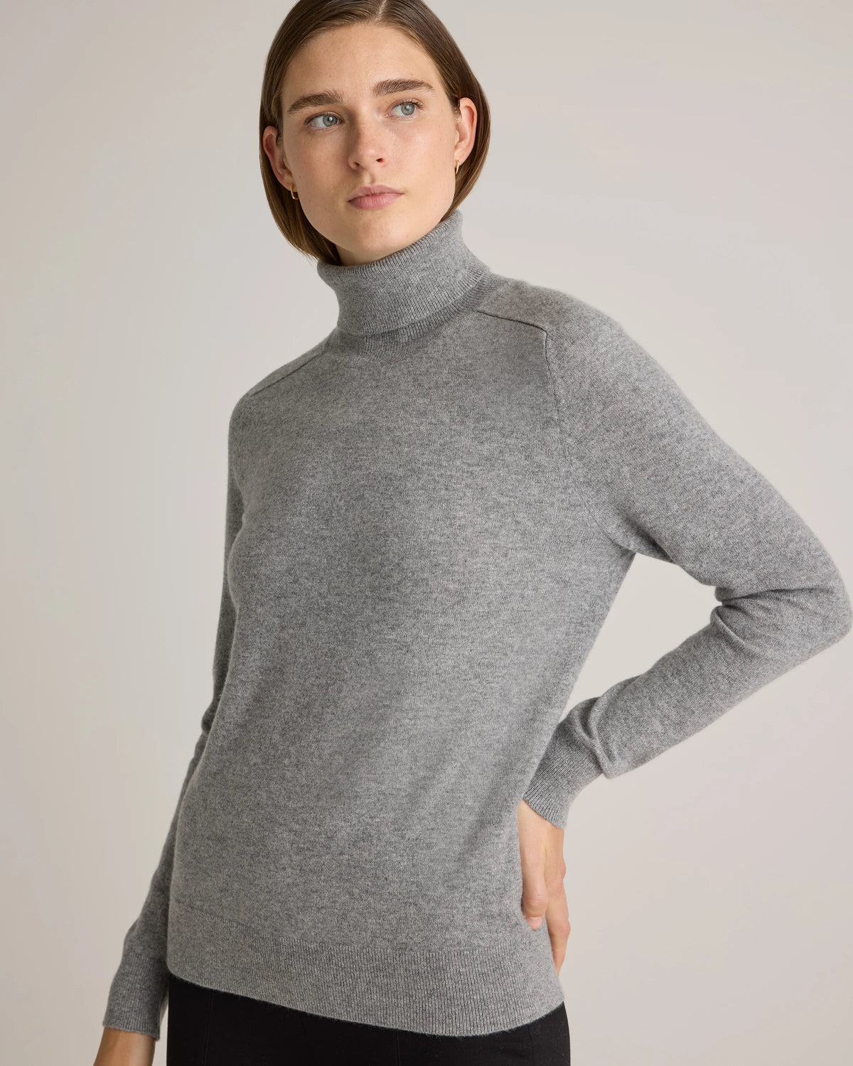 Mongolian Cashmere Turtleneck Sweater - XS / Heather Grey