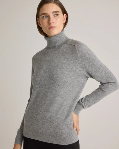 Mongolian Cashmere Turtleneck Sweater - XS / Heather Grey