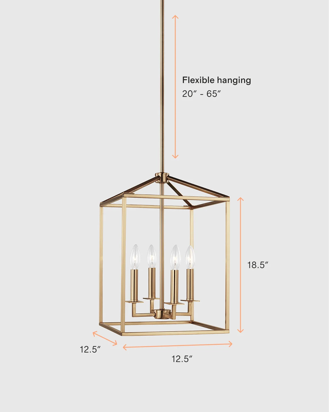 Steel Lantern Pendant Light - Small / Brass