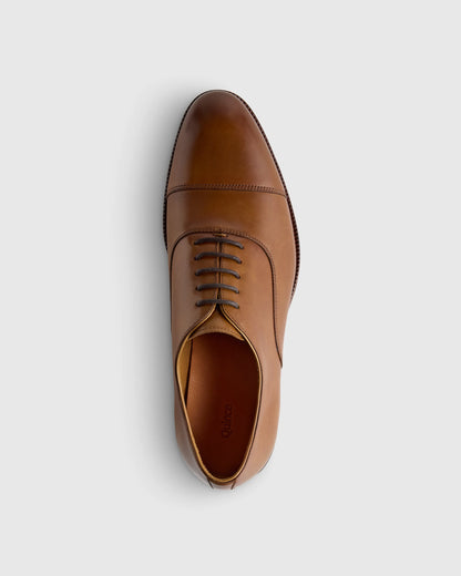Italian Leather Cap Toe Oxford - 7 / Cognac