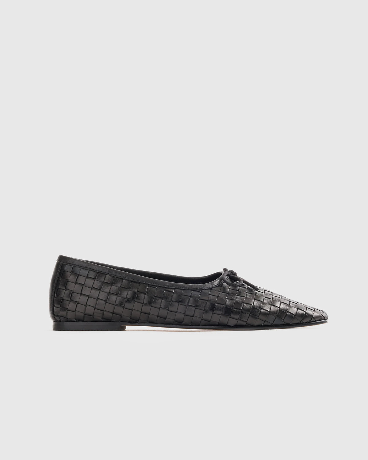 Italian Leather Handwoven Square Toe Ballet Flat - 5 / Cognac