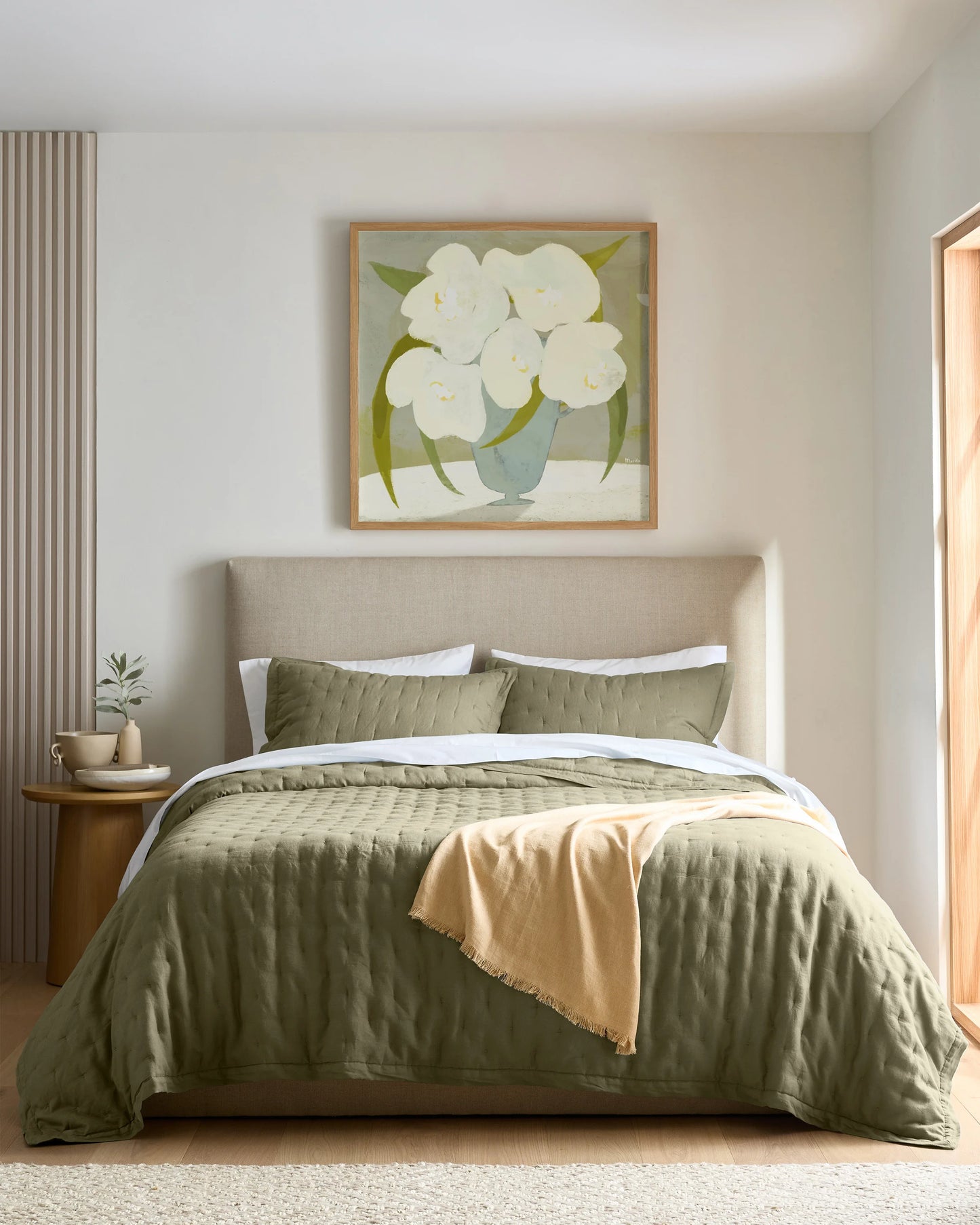 European Linen Dream Quilt - Twin / White
