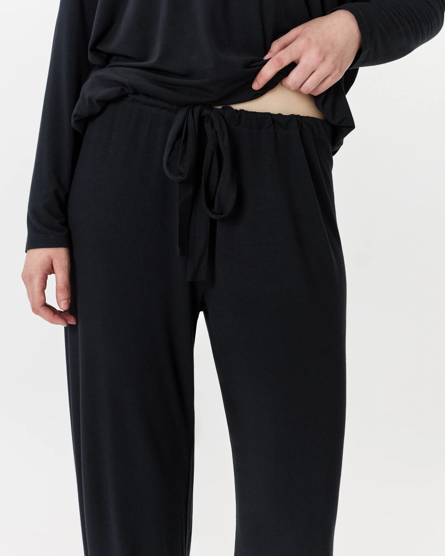 Bamboo Jersey Slouchy Pajama Set - XS / True Black