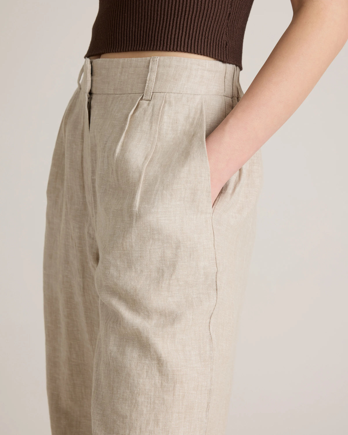100% European Linen Pleated Trouser - 6 / Deep Navy
