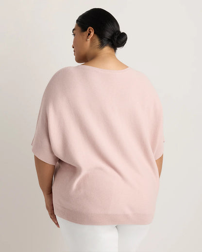 Lightweight Cotton Cashmere Link-Stitch Dolman Sweater - 1X / Orchid Blue Mini Stripe