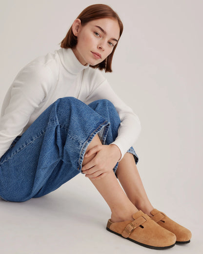 Water Repellent Suede Clog Mule - 5 / Dune