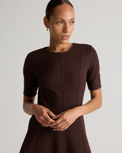 Ultra-Stretch Ponte Short Sleeve Midi Dress - XS / Ruby Red