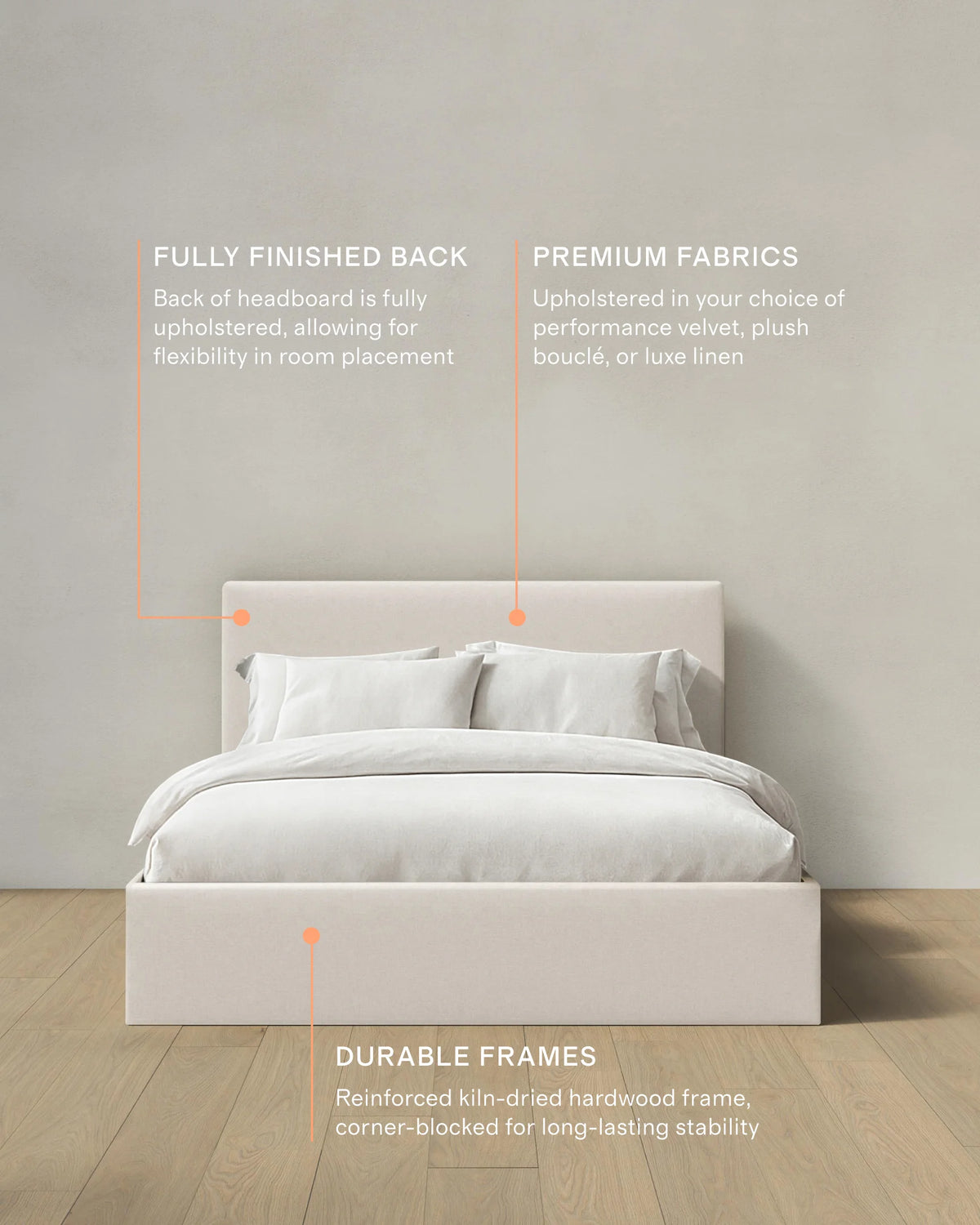 Square Bed in Performance Linen - Full / Ivory