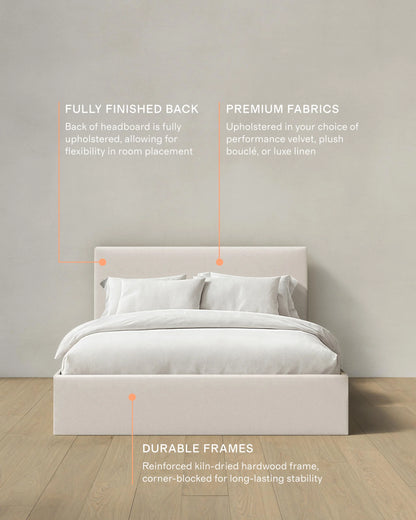 Square Bed in Performance Linen - Full / Ivory