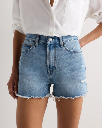 Bella Rigid Cut Off Shorts - 24 / Powder Blue Distressed Fray