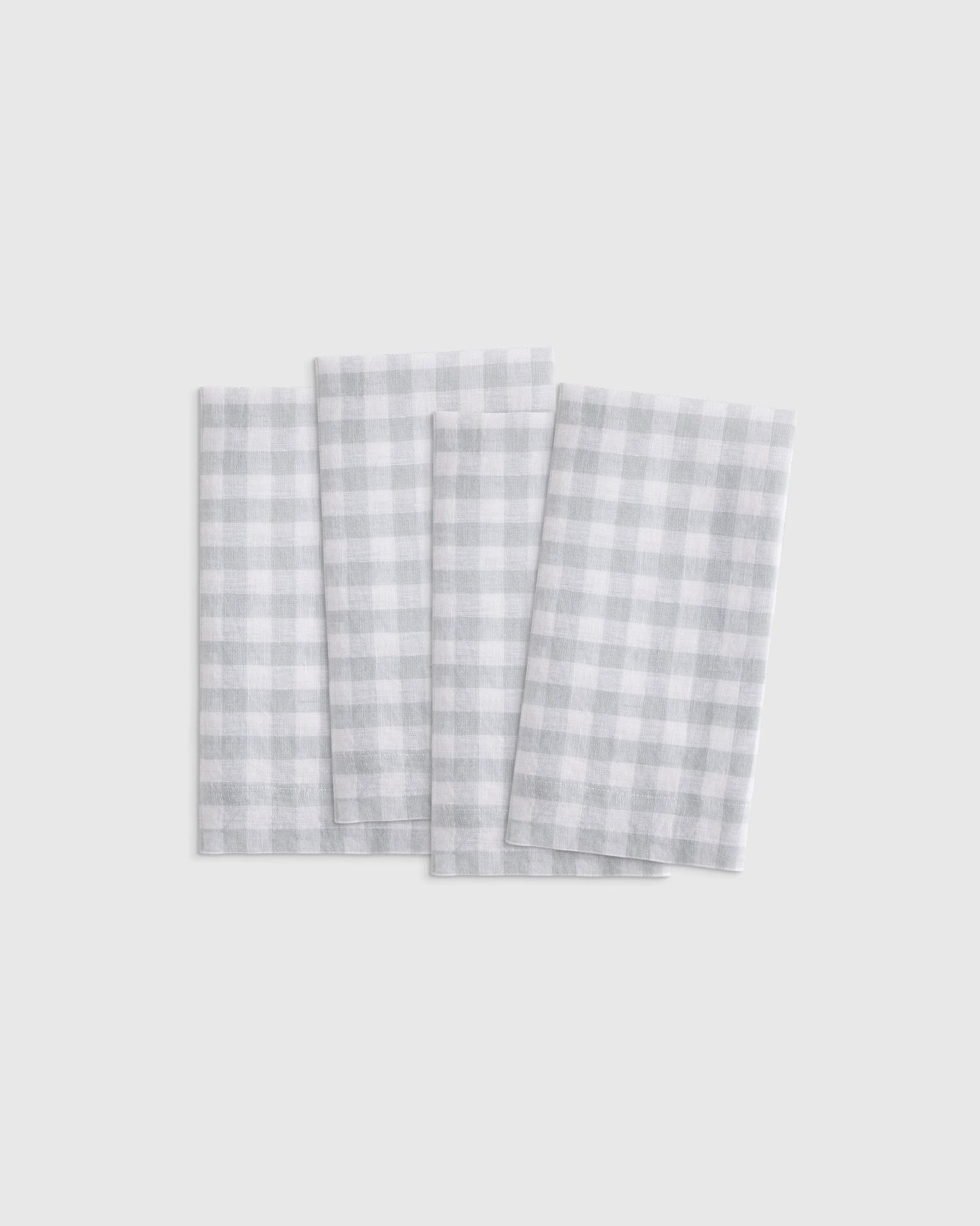 European Linen Wide-Hem Napkins (Set of 4) - One Size / Willowleaf Gingham