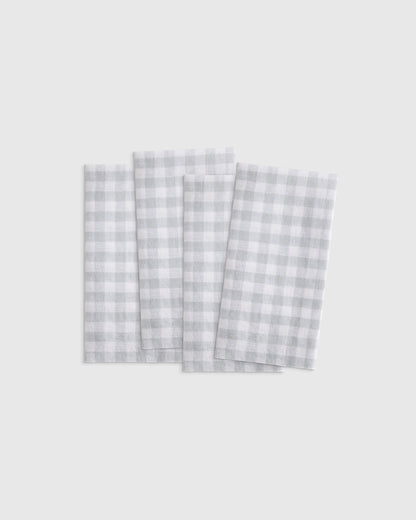 European Linen Wide-Hem Napkins (Set of 4) - One Size / Willowleaf Gingham