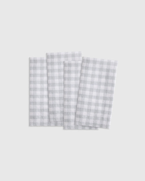 European Linen Wide-Hem Gingham Napkins (Set of 4) - One Size / Willowleaf