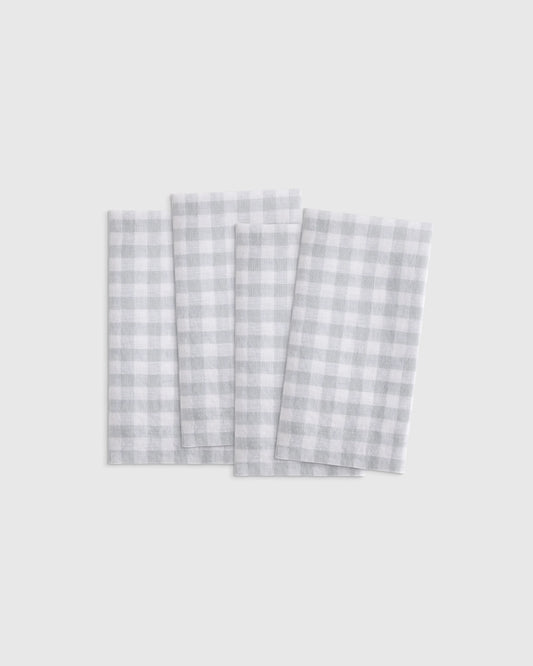 European Linen Wide-Hem Gingham Napkins (Set of 4) - One Size / Willowleaf