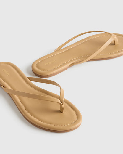 Italian Leather Flip Flops - 5 / Black