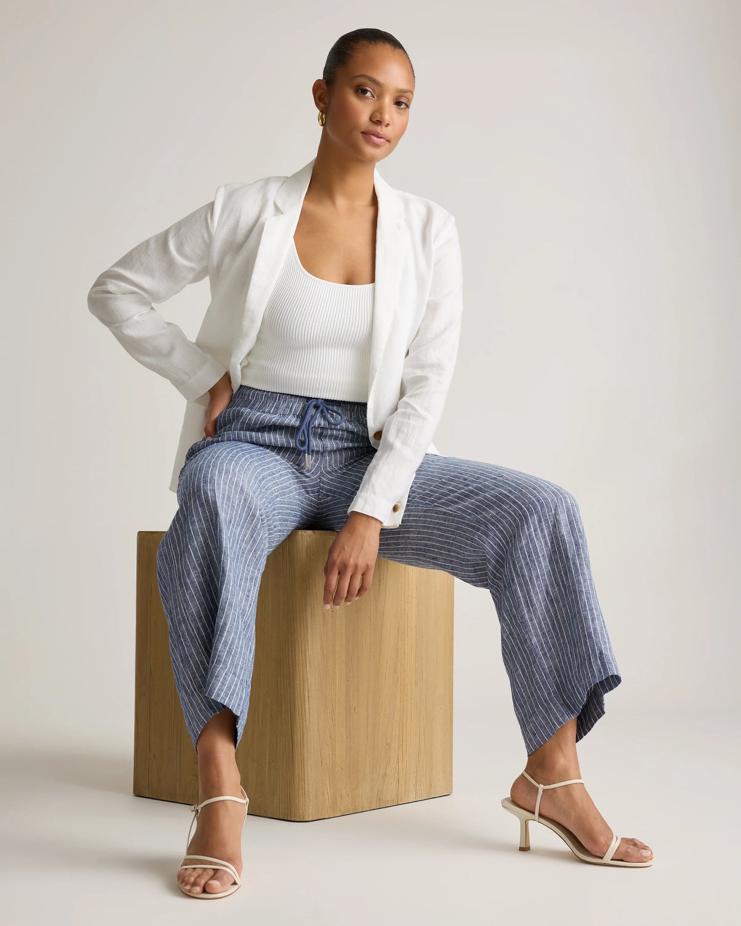 100% European Linen Wide Leg Pants - XS / Bayberry Olive