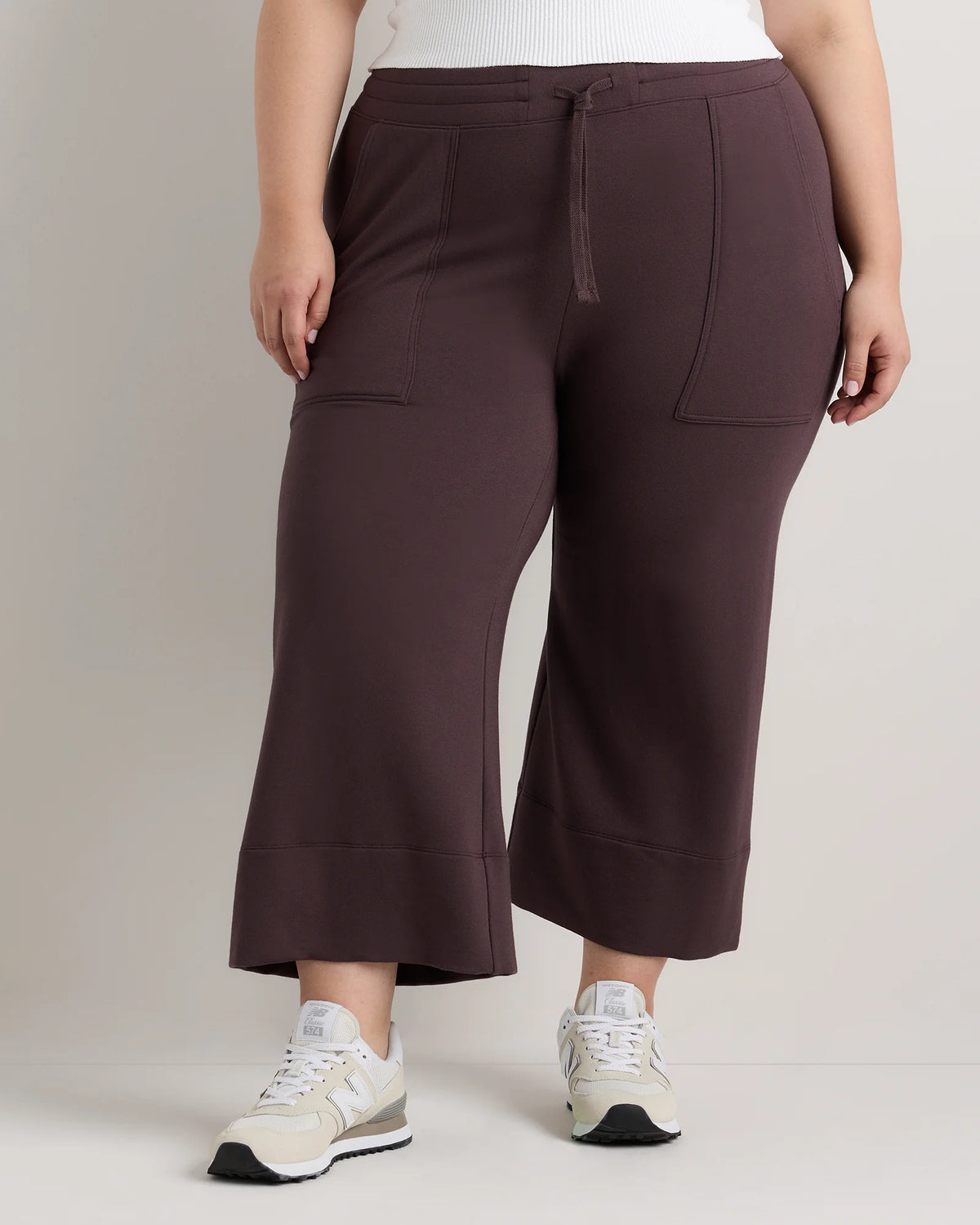 SuperSoft Fleece Cropped Wide Leg Pants - 1X / Heather Grey