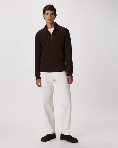 Australian Merino Wool Half Zip Sweater - S / Heather Bone