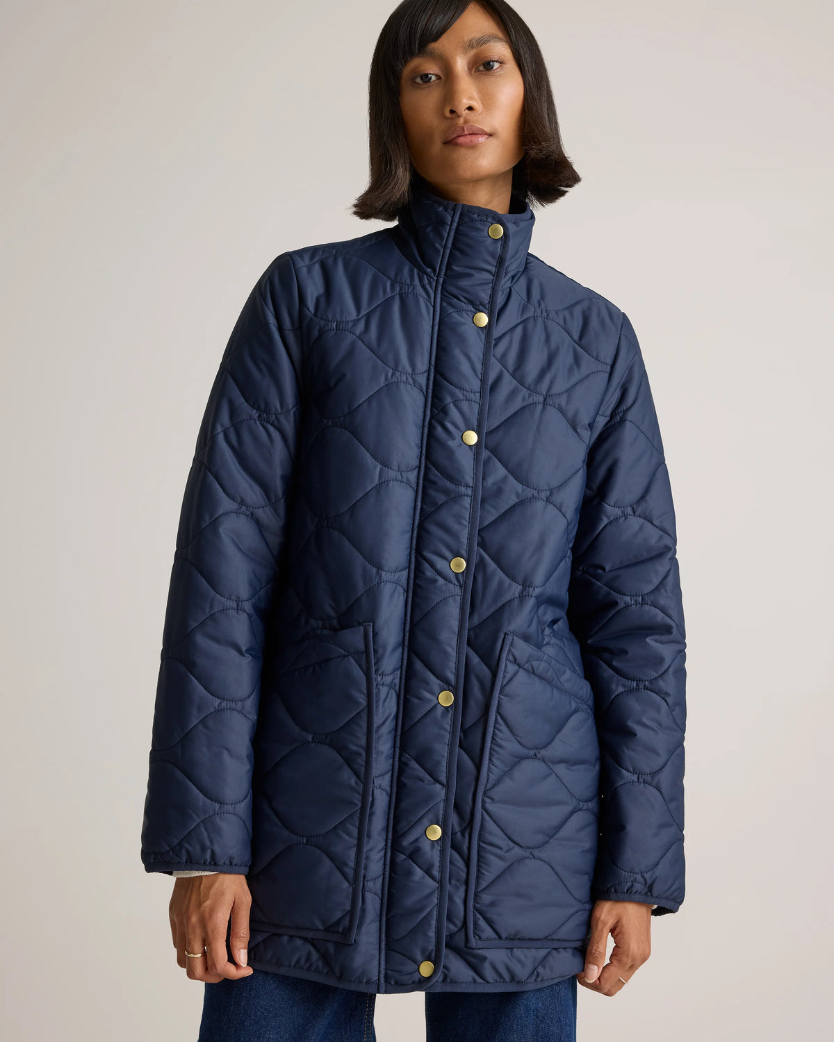 Featherless Quilted Long Puffer Jacket - XS / Silken White