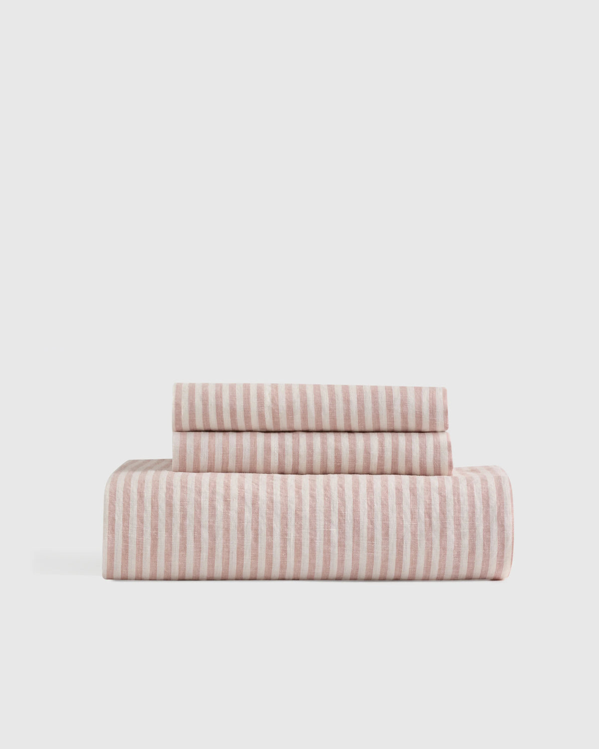 European Linen Stripe Fitted Sheet Set - Twin / Grey/White Stripe