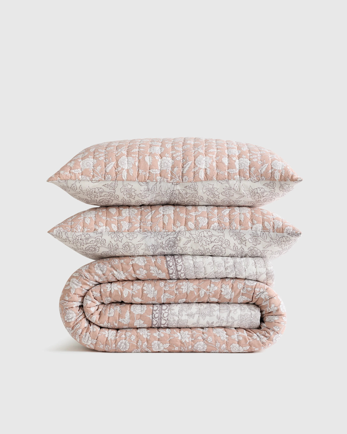 Organic Cotton Block Print Quilt Set - Twin / Green