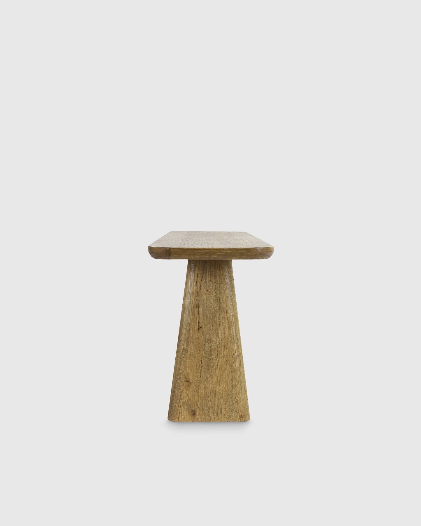 Rustic Oak Plinth Console Table - One Size / Light Brown