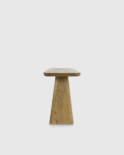 Rustic Oak Plinth Console Table - One Size / Light Brown